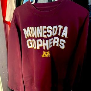 Size Large very comfy, the color is maroon it’s by blue 84